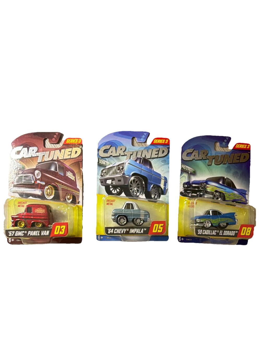 Car Tuned Series 3 Lowrider Lot Impala Cadillac GMC Panel Van Sealed 3 Cars-NEW